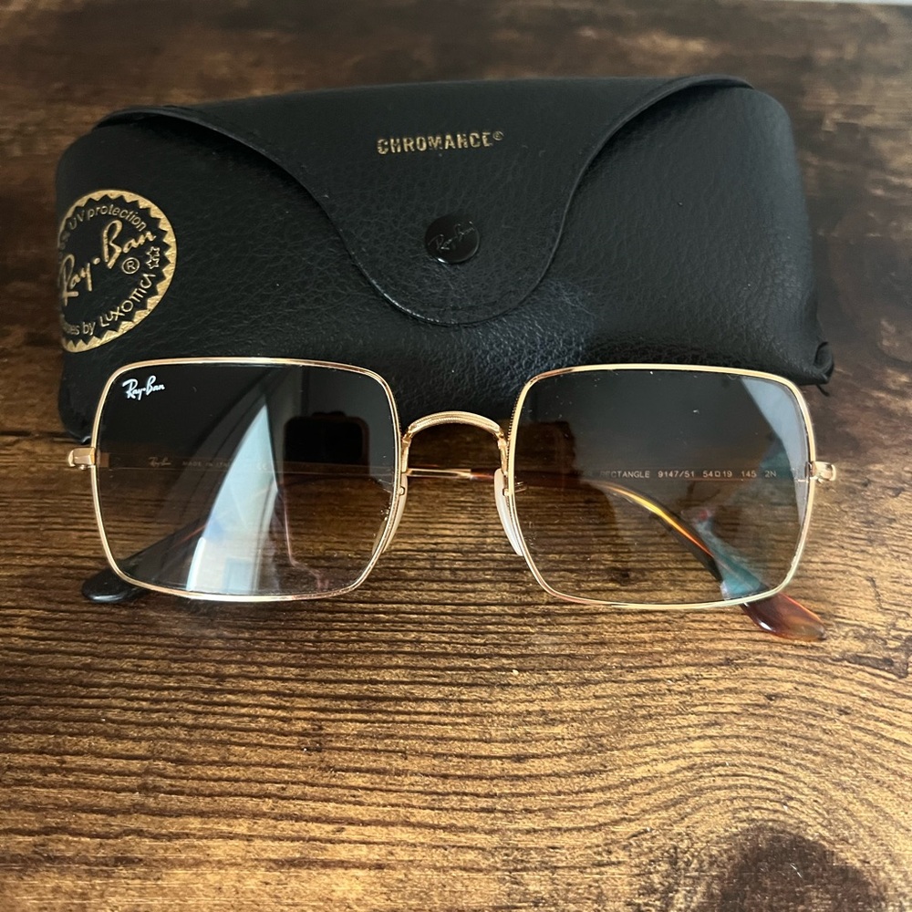 Ray-Ban Gold Frame Square Eyeglasses